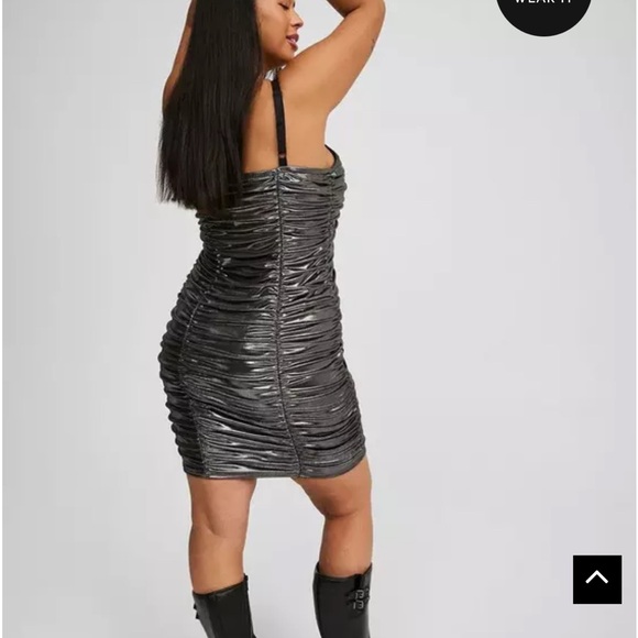 Metallic Silver Ruched Dress - Picture 4 of 4